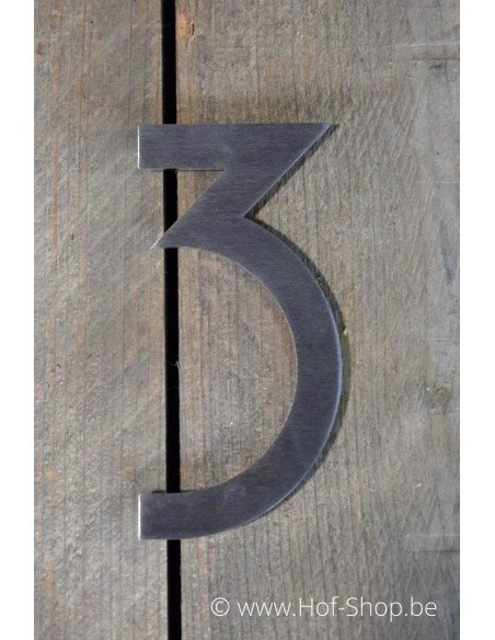 Nummer 3 met afstandshouders - inox 13 cm hoog (Rio)