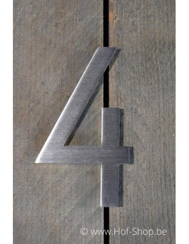 Numéro 4 avec espaceurs - acier inoxydable de 13 cm de haut (numéro de maison 'Rio' KatoDesign)