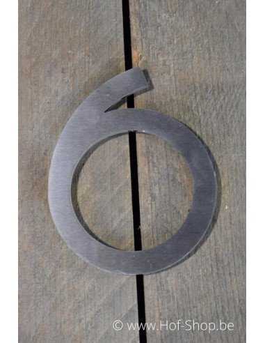 Numéro 6 avec espaceurs - acier inoxydable de 13 cm de haut (numéro de maison 'Rio' KatoDesign)