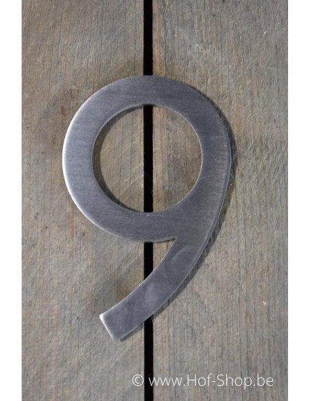 Nummer 9 met afstandshouders - inox 13 cm hoog (Rio)