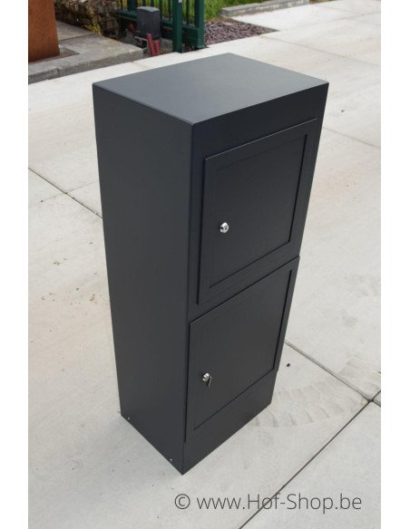 Archi Mini met knopcilinder RAL 7021 - pakketbus aluminium