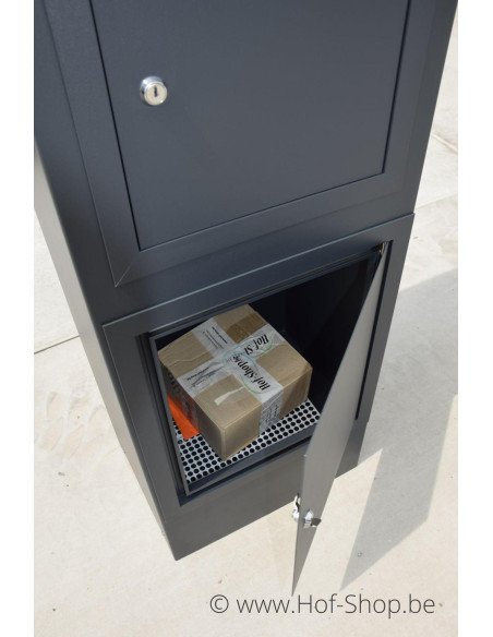 Archi Mini met knopcilinder RAL 7021 - pakketbus aluminium