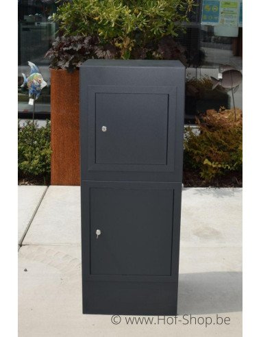 Archi Mini met knopcilinder RAL 7021 - pakketbus aluminium