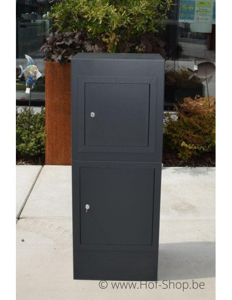 Archi Mini met knopcilinder RAL 7021 - pakketbus aluminium