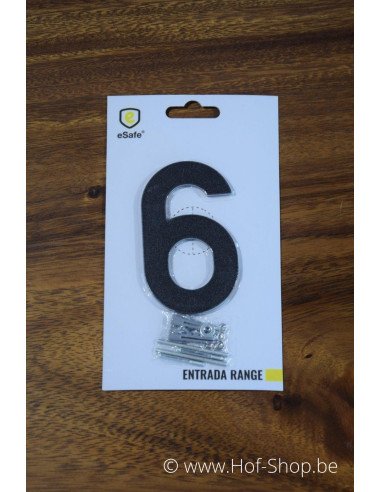 Nummer 6 zwart aluminium (10 cm hoog, 4 mm dik) - Entrada Range Huisnummer