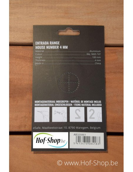 Nummer 1 zwart aluminium (10 cm hoog, 4 mm dik) - Entrada Range Huisnummer
