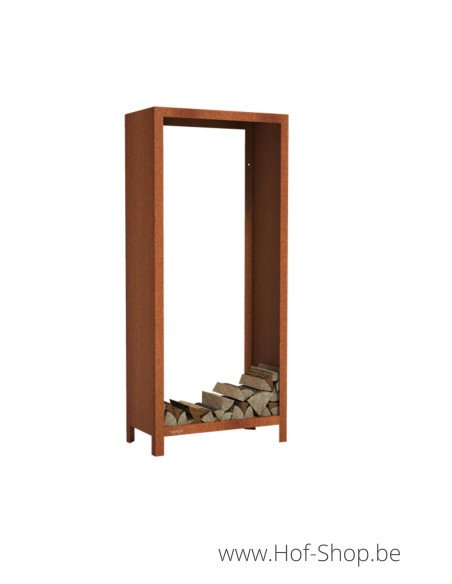 Houtopslag 80 x 40 x 180 cm - wood storage in cortenstaal