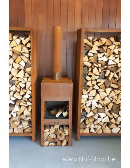 Logg 150 x 40 x 100 cm - Stockage du bois Adezz en acier corten