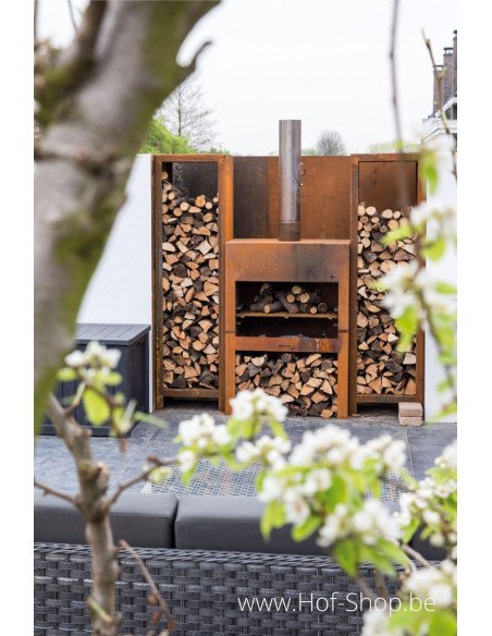 Logg 150 x 40 x 100 cm - Stockage du bois Adezz en acier corten