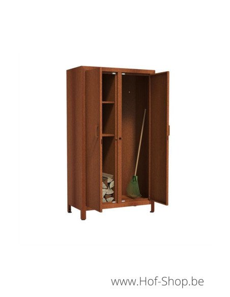 Houtopslag met deuren - wood storage in cortenstaal