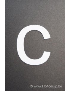 Letter c - wit aluminium 10 cm hoog (Huisnummer 'Ari') OP is OP