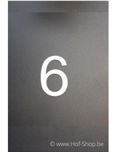 Nummer 6 - wit aluminium 5 cm hoog (Huisnummer 'Ari') OP is OP