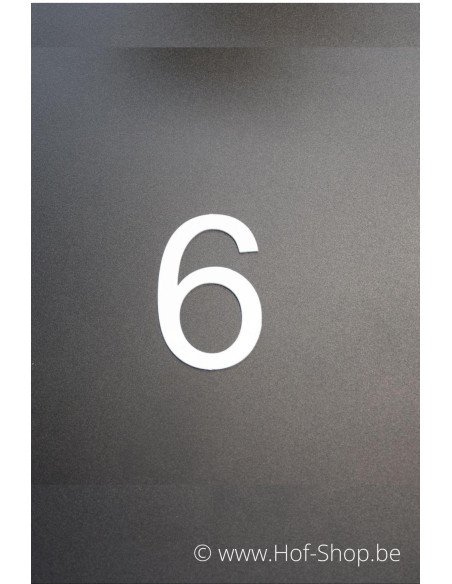 Nummer 6 - wit aluminium 5 cm hoog (Huisnummer 'Ari') OP is OP