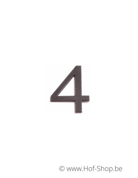 Nummer 4 - zwart aluminium 5 cm hoog (Huisnummer 'Ari')