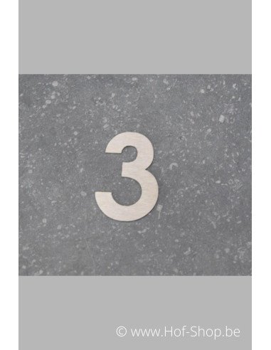 Numéro 3 - acier inoxydable de 5 cm de haut (numéro de maison 'fuji' KatoDesign)
