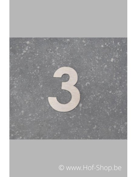 Numéro 3 - acier inoxydable de 5 cm de haut (numéro de maison 'fuji' KatoDesign)