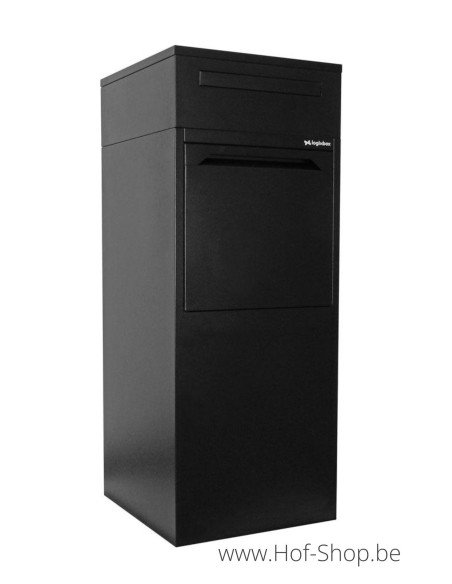 Frontbox Deluxe Uni met apart postvak Stardust Graphitgrey Back Door - pakketbus zwart LogixBox