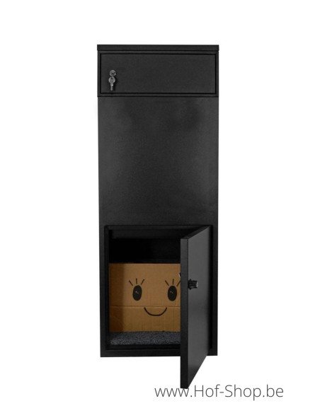 Frontbox Deluxe Uni met apart postvak Stardust Graphitgrey Back Door - pakketbus zwart LogixBox