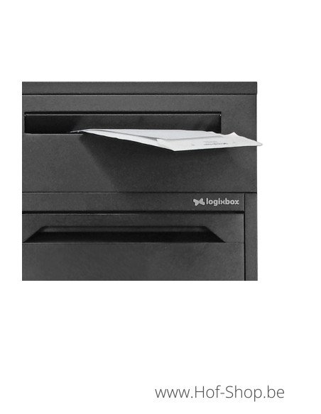 Frontbox Deluxe Uni met apart postvak Stardust Graphitgrey Back Door - pakketbus zwart LogixBox