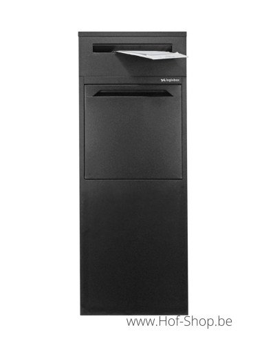 Frontbox Deluxe Uni met apart postvak Stardust Graphitgrey Back Door - pakketbus zwart LogixBox