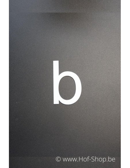 Letter b - wit aluminium 5 cm hoog (Huisnummer 'Ari') OP is OP