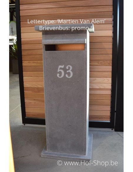Promo 5 met nummergravure - brievenbus arduin