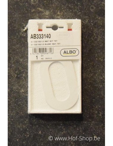 Nummer 0 - wit aluminium 10 cm hoog