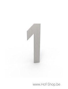 Nummer 1 inox look - aluminium 10 cm hoog (huisnummer Albo)