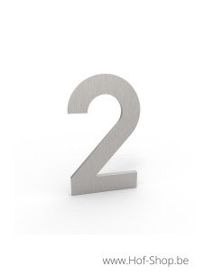 Numéro 2 - inox look aluminium 10 cm de haute (Numéro de maison Albo)