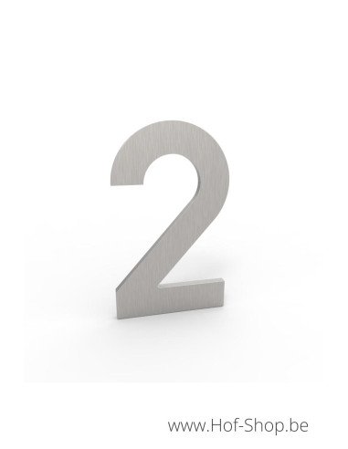 Numéro 2 - inox look aluminium 10 cm de haute (Numéro de maison Albo)