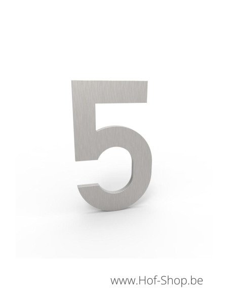 Numéro 5 - inox look aluminium 10 cm de haute (Numéro de maison Albo)