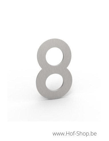 Numéro 8 - inox look aluminium 10 cm de haute (Numéro de maison Albo)