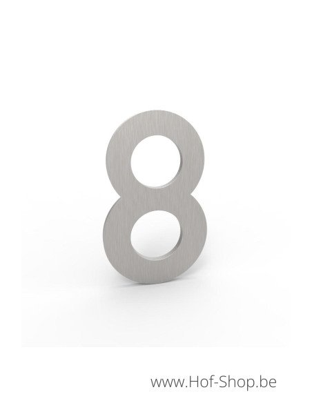 Numéro 8 - inox look aluminium 10 cm de haute (Numéro de maison Albo)