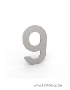 Numéro 9 - inox look aluminium 10 cm de haute (Numéro de maison Albo)