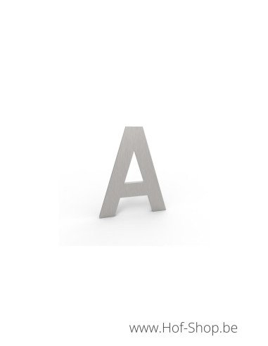Letter A inox look - aluminium 10 cm hoog (huisnummer Albo)