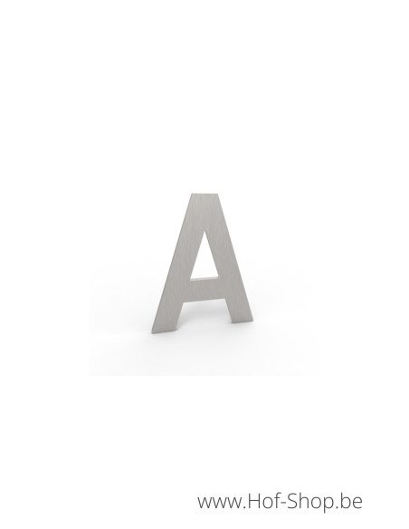 Letter A inox look - aluminium 10 cm hoog (huisnummer Albo)