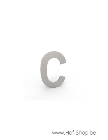 Letter C inox look - aluminium 5 cm hoog (huisnummer Albo)