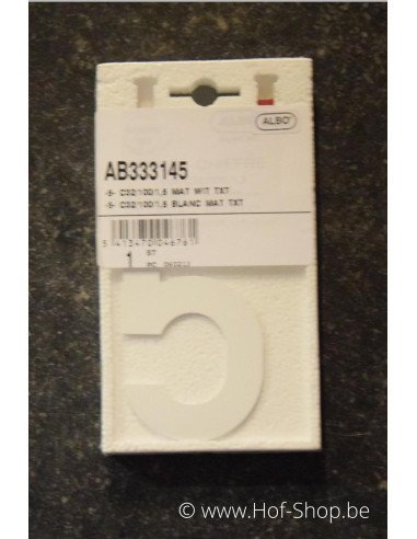 Nummer 5 - wit aluminium 10 cm hoog