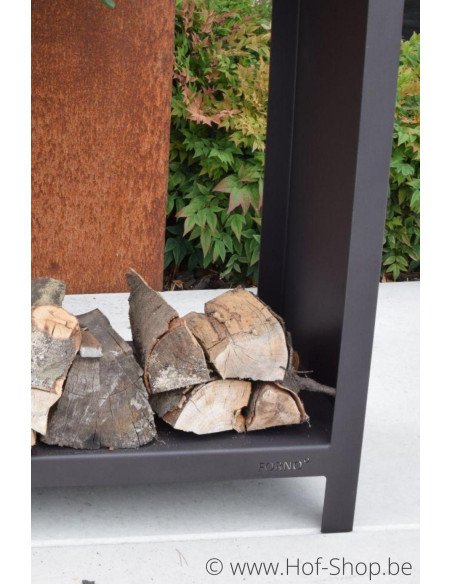 Houtopslag 120 x 40 x 100 cm - wood storage in zwart staal