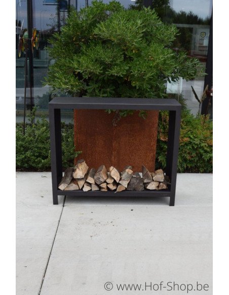 Houtopslag 120 x 40 x 100 cm - wood storage in zwart staal