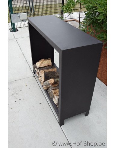 Houtopslag 120 x 40 x 100 cm - wood storage in zwart staal