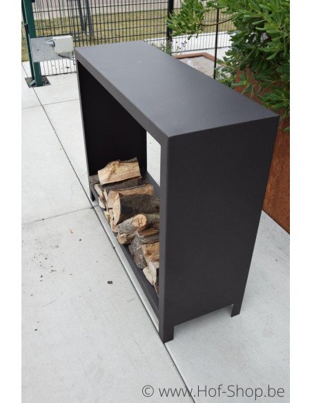 Houtopslag 120 x 40 x 100 cm - wood storage in zwart staal