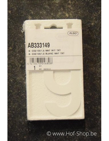 Numéro 9 - blanc aluminium 10 cm de haute (Numéro de maison Albo)