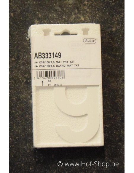 Numéro 9 - blanc aluminium 10 cm de haute (Numéro de maison Albo)
