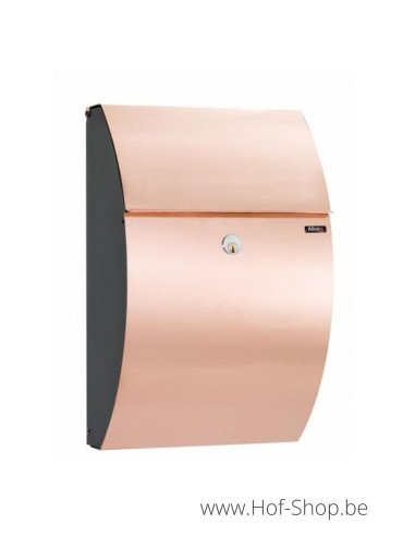 Allux 7000 zwart met koperen front - brievenbus