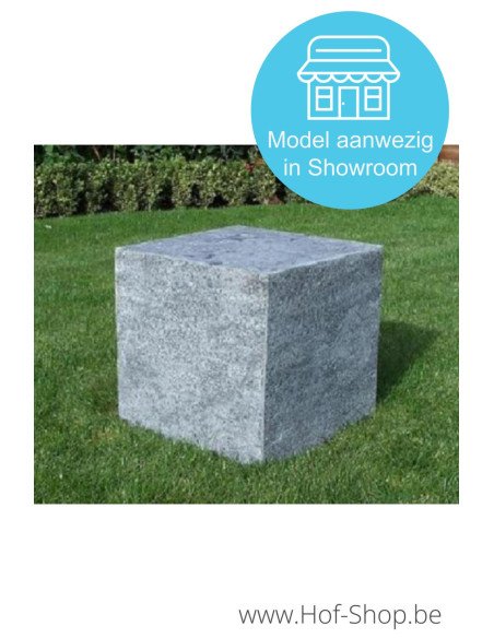 Sokkel 40 x 40 x 40 cm  gevlamd en geborsteld - zuil in blauwe hardsteen