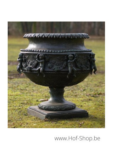 Grand vase avec des anges - statue en bronze (B438)