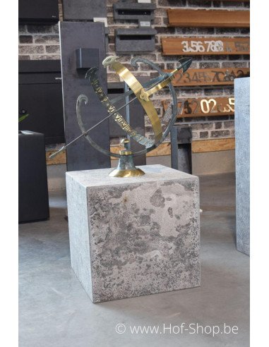 Sokkel 40 x 40 x 40 cm  gevlamd en geborsteld - zuil in blauwe hardsteen