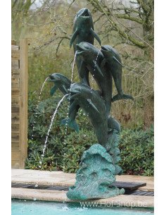 Cinq dauphins - statue en bronze (B770)