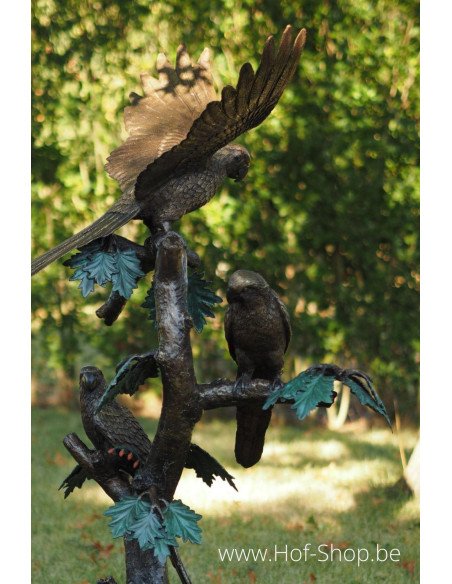 Perroquets sur un arbre - statue en bronze (B777)